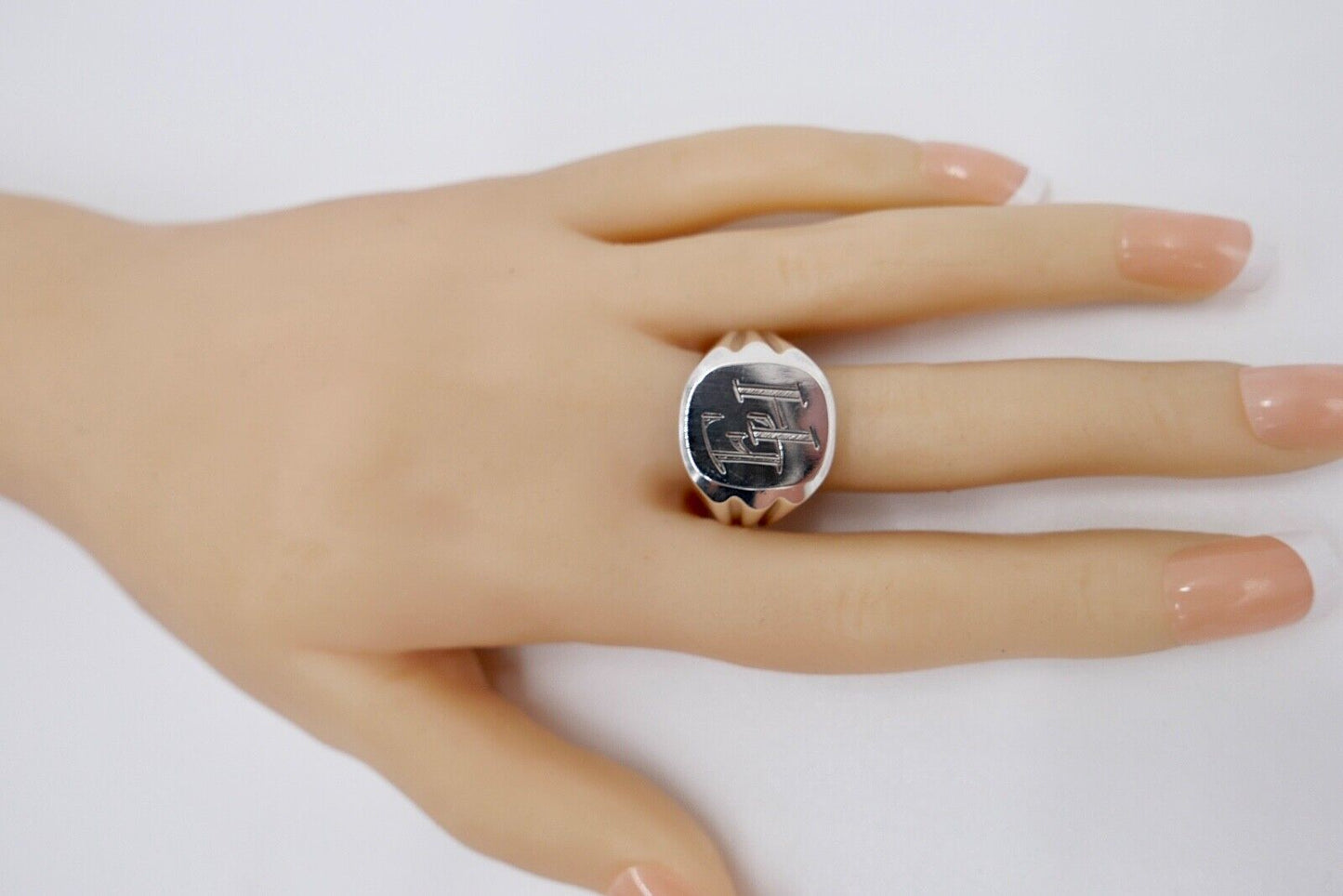 ART DECO Siegelring Monogramm EH Herrenring 835 Ring Silber Gr. 67 GGS - Antikhandel-Stuttgart