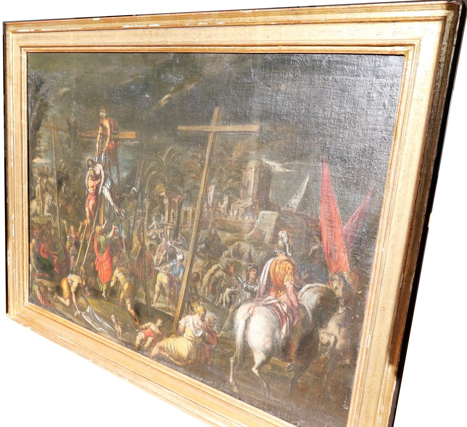 ANTIK 17. Jh KALVARIENBERG ALTMEISTER Gemälde Jesus Öl 106x81,5 cm Goldrahmen - Antikhandel-Stuttgart