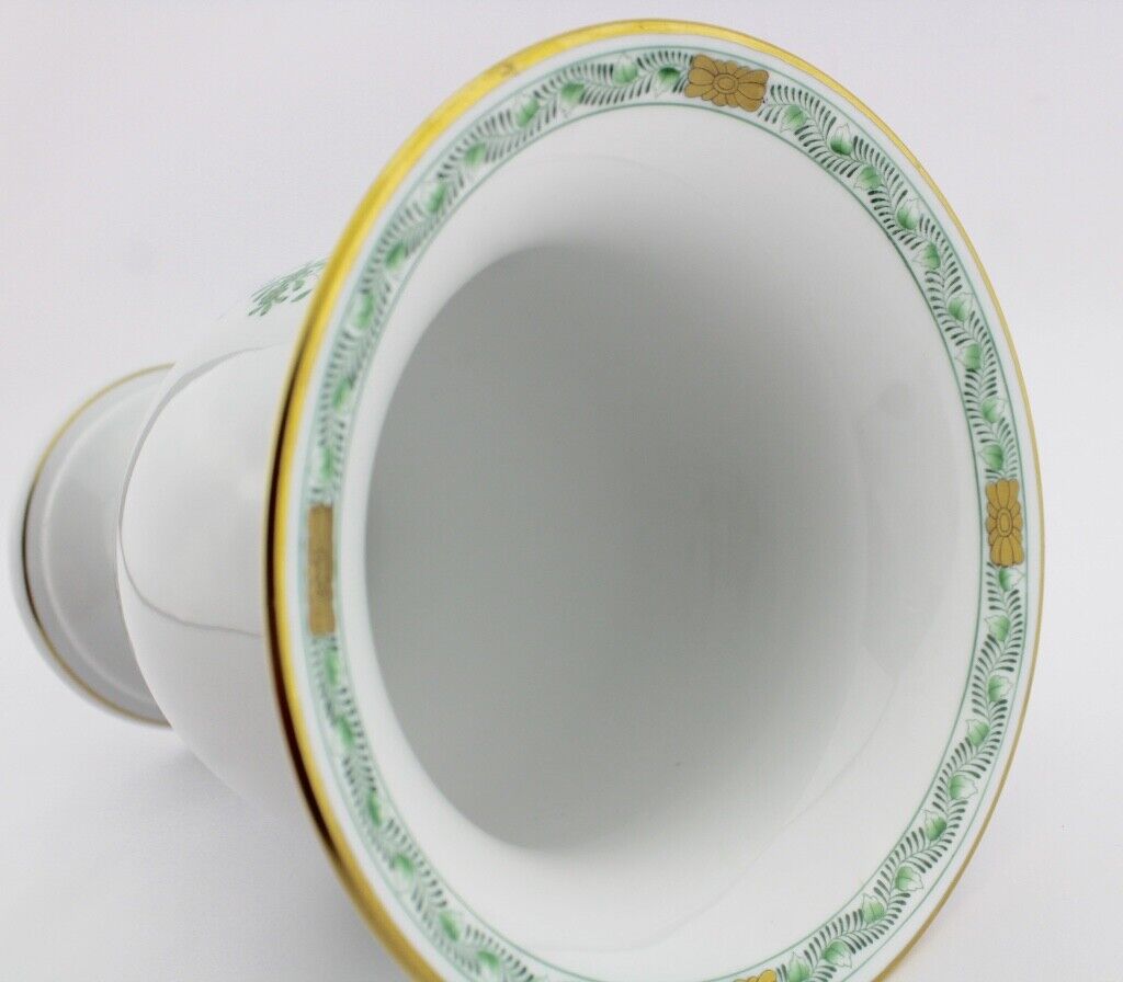 Herend Hungary Porzellan Vase 7178 " Indischer Blumenkorb " Grün 20 cm - Antikhandel-Stuttgart