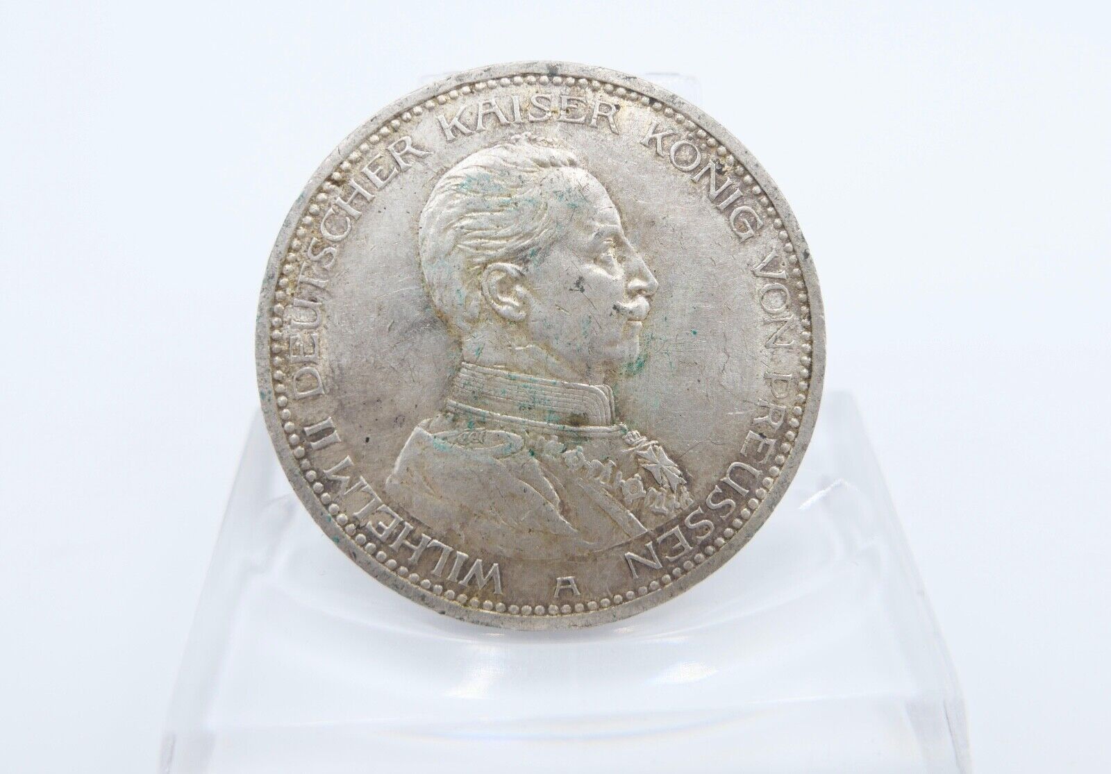 5 Mark 1913 A J.114 PREUSSEN KAISER WILHELM IN UNIFORM Silber 900 - Antikhandel-Stuttgart