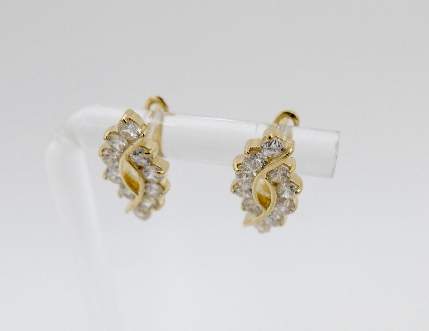 1,2 Ct Zirkonia Diamant Imitat Elegante Creolen Clips Gold 585 14K SARA Ohrringe - Antikhandel-Stuttgart