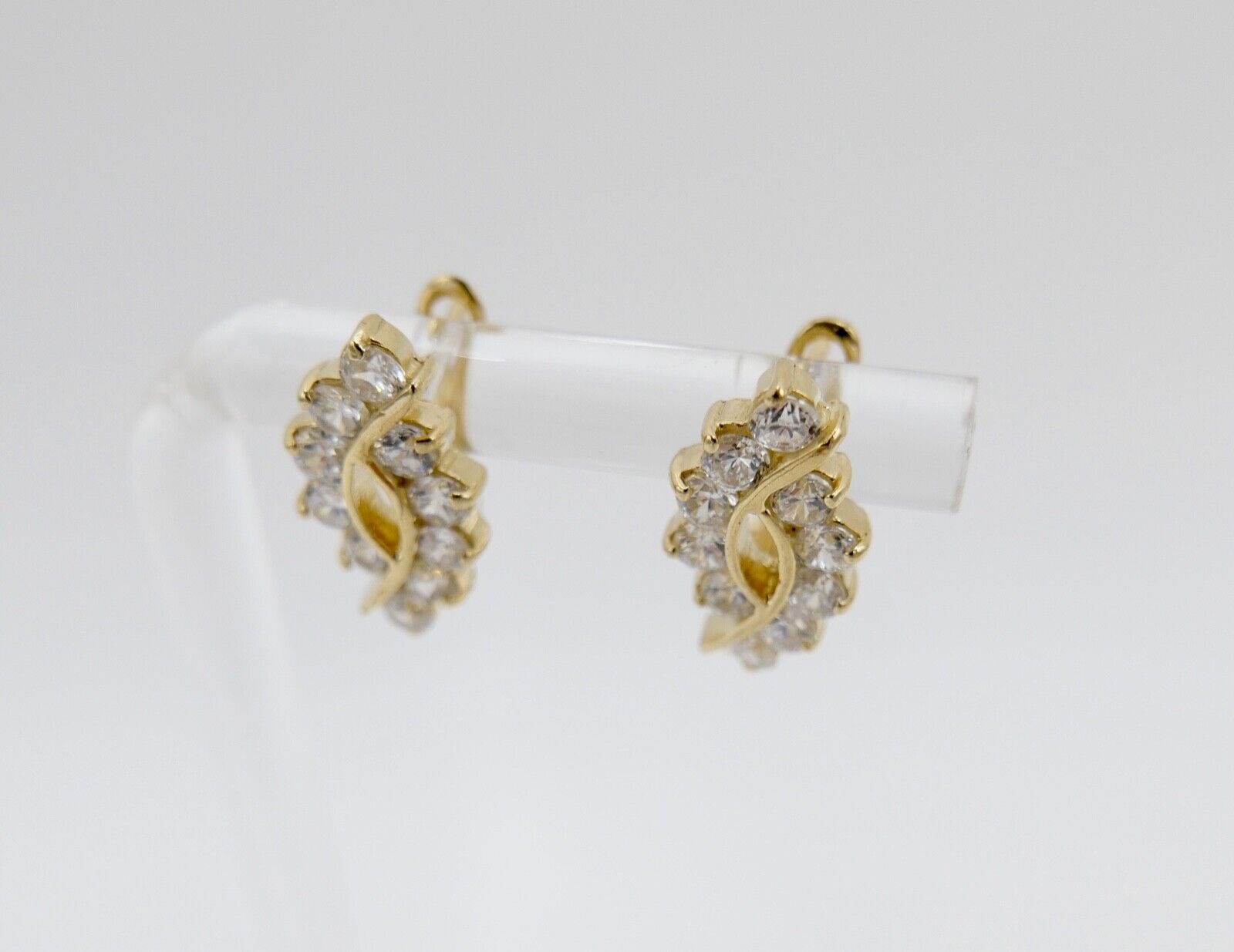 1,2 Ct Zirkonia Diamant Imitat Elegante Creolen Clips Gold 585 14K SARA Ohrringe - Antikhandel-Stuttgart