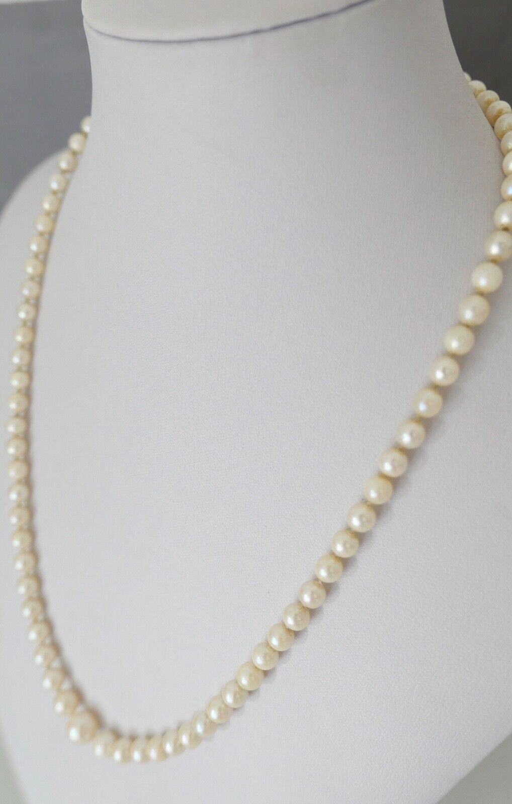 Perlenkette Collier AKOYA ZUCHTPERLE Gold 585 / 14K pearl Ø 4,6 bis 8,3 mm 51 cm - Antikhandel-Stuttgart