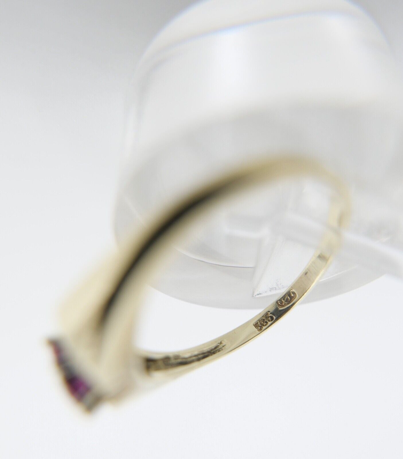 80er Jahre Damenring Ring Gold 585 / 14K Rubin Diamanten Gr. 56 Achtkantschliff - Antikhandel-Stuttgart