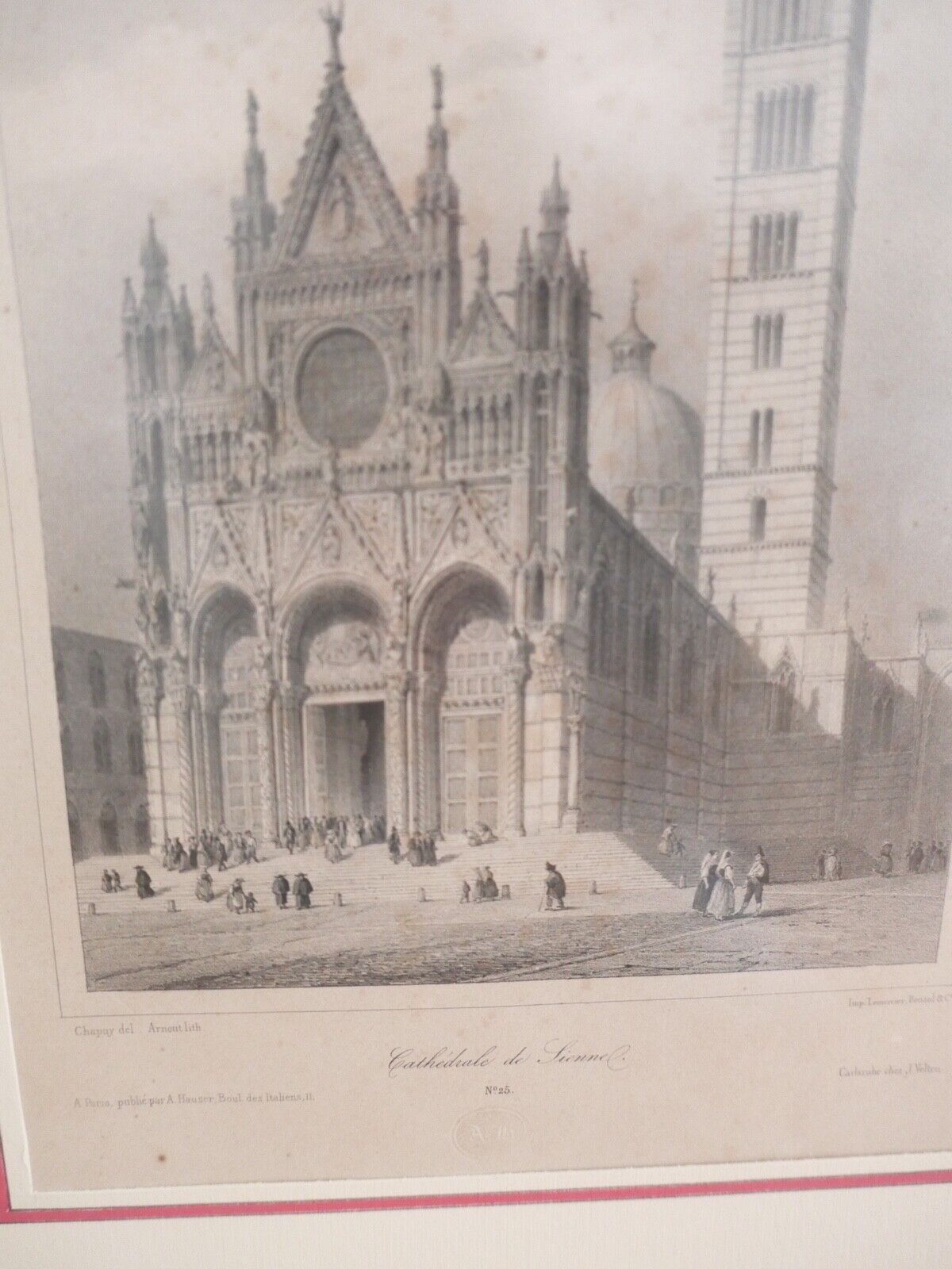Lithografie Cathedrale de Sienne Hauser Paris Le Moyen-Age Monumental et Archéol - Antikhandel-Stuttgart