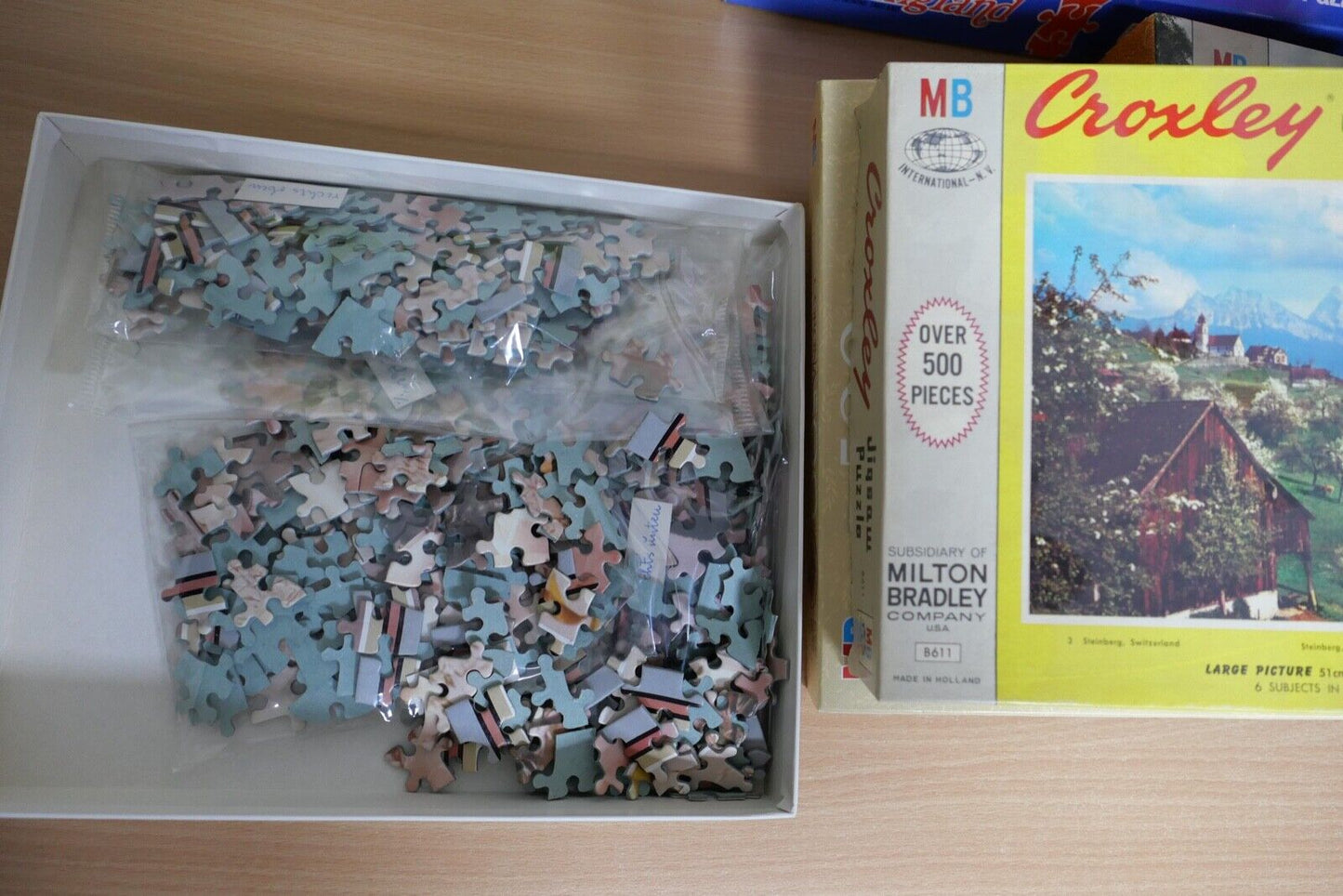 Konvolut alter Puzzle 12 Stück MB FX-Schmid Piatnik Zweipunkt England - Antikhandel-Stuttgart