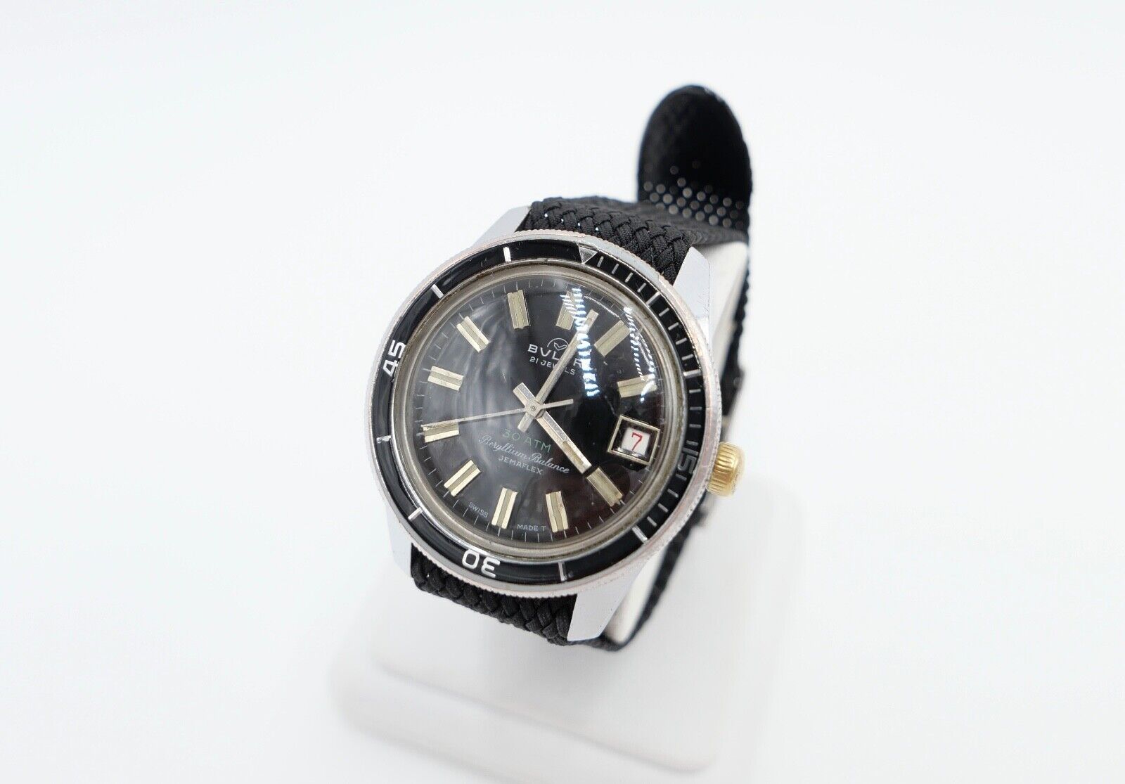 RAR 60er BULER Beryllium Balance Jemaflex DIVER Taucher Ø 36 mm neues Armband - Antikhandel-Stuttgart