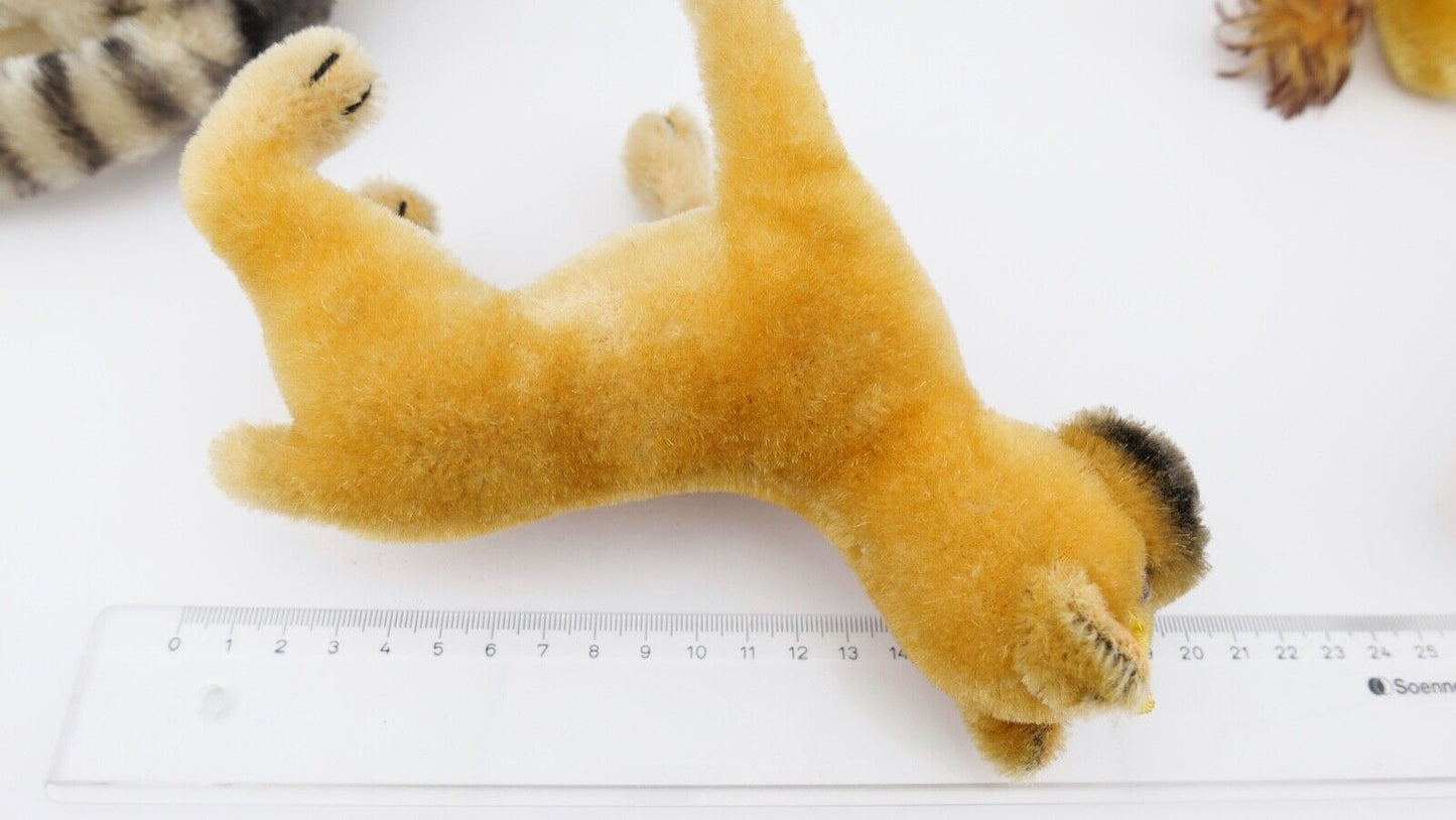 4x alte Steiff Stoff & Plüschtiere Katze Löwe Leo Hund Boxer Dackel - Antikhandel-Stuttgart