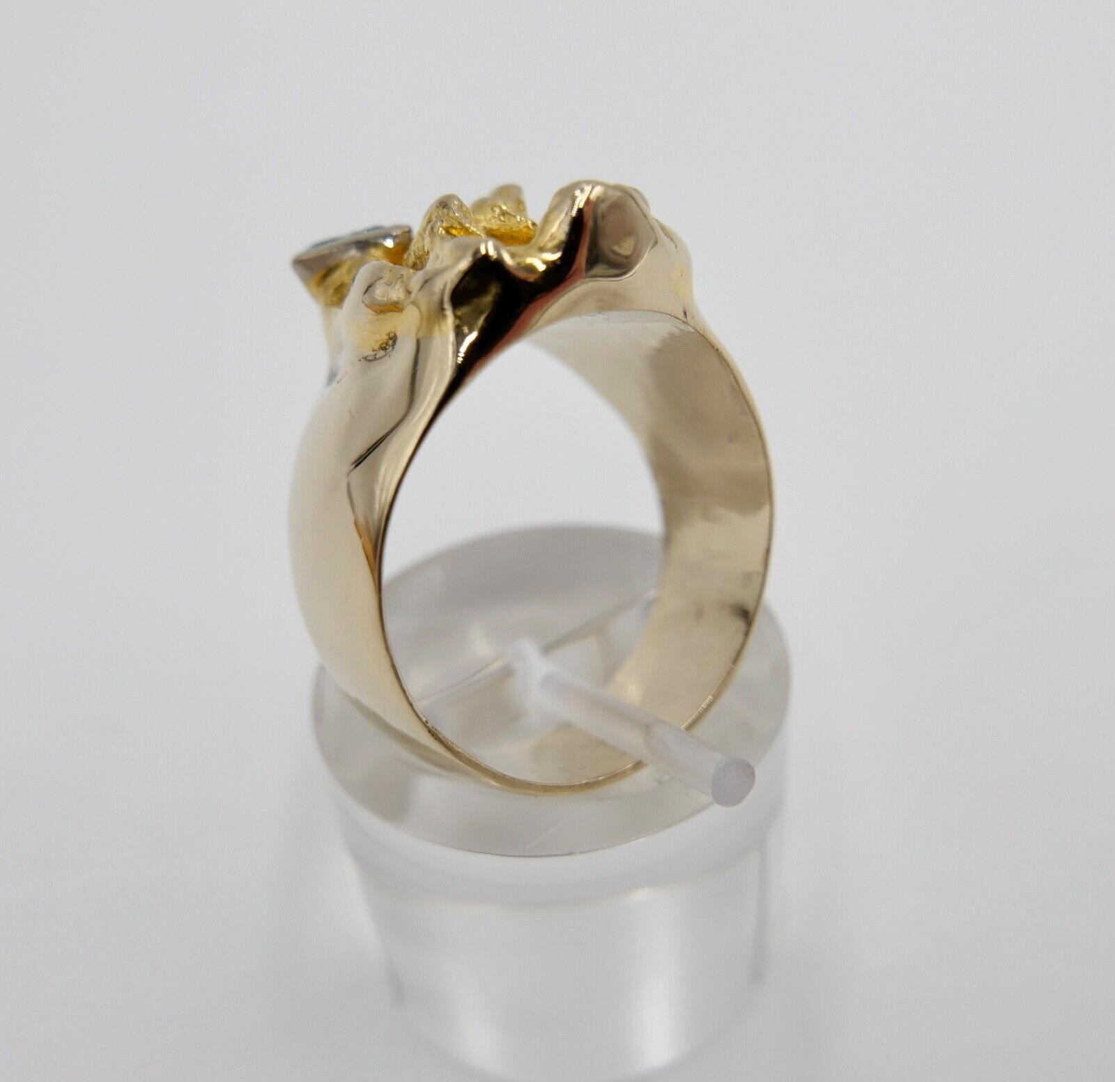 Massiv Herren Goldring blau-türkis Fancy Diamant 750 18K Gr.60 UNIKAT Handarbeit - Antikhandel-Stuttgart