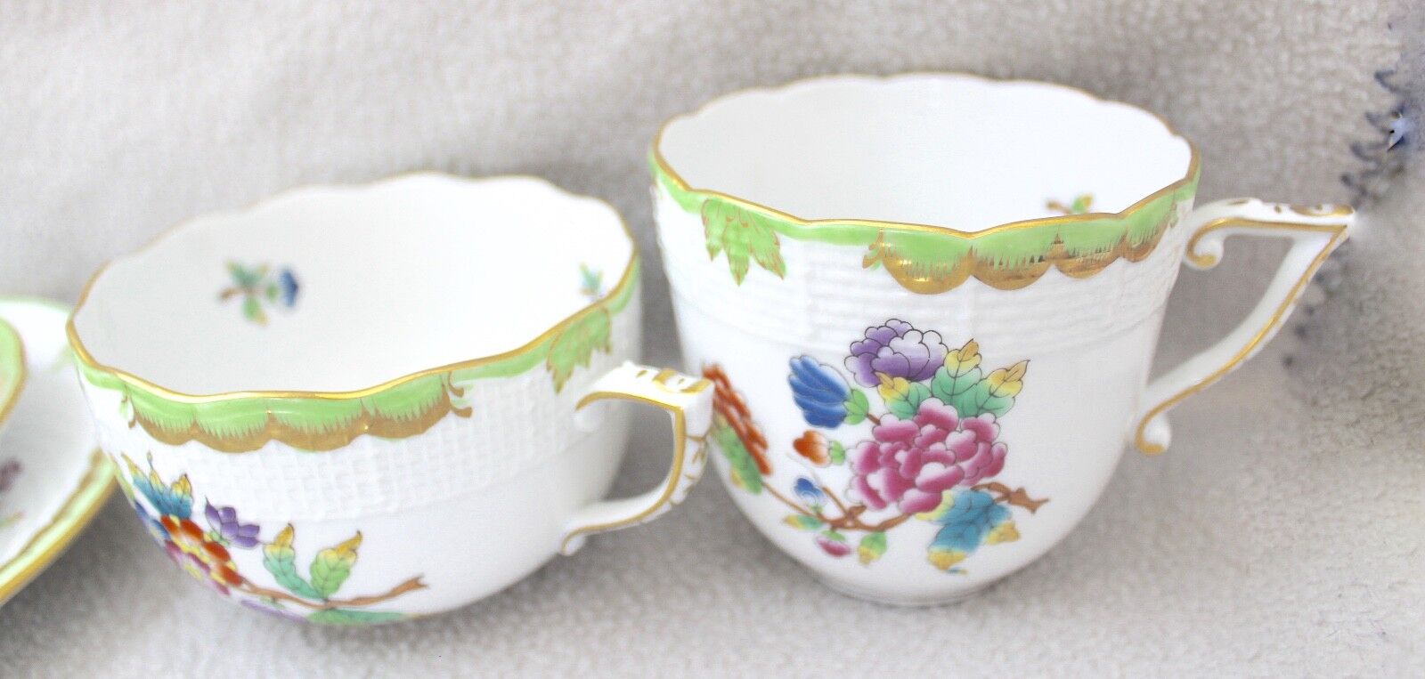 39 Tlg Herend Queen Victoria " Kaffees & Tee Service " Green Border Grün 1.Wahl - Antikhandel-Stuttgart