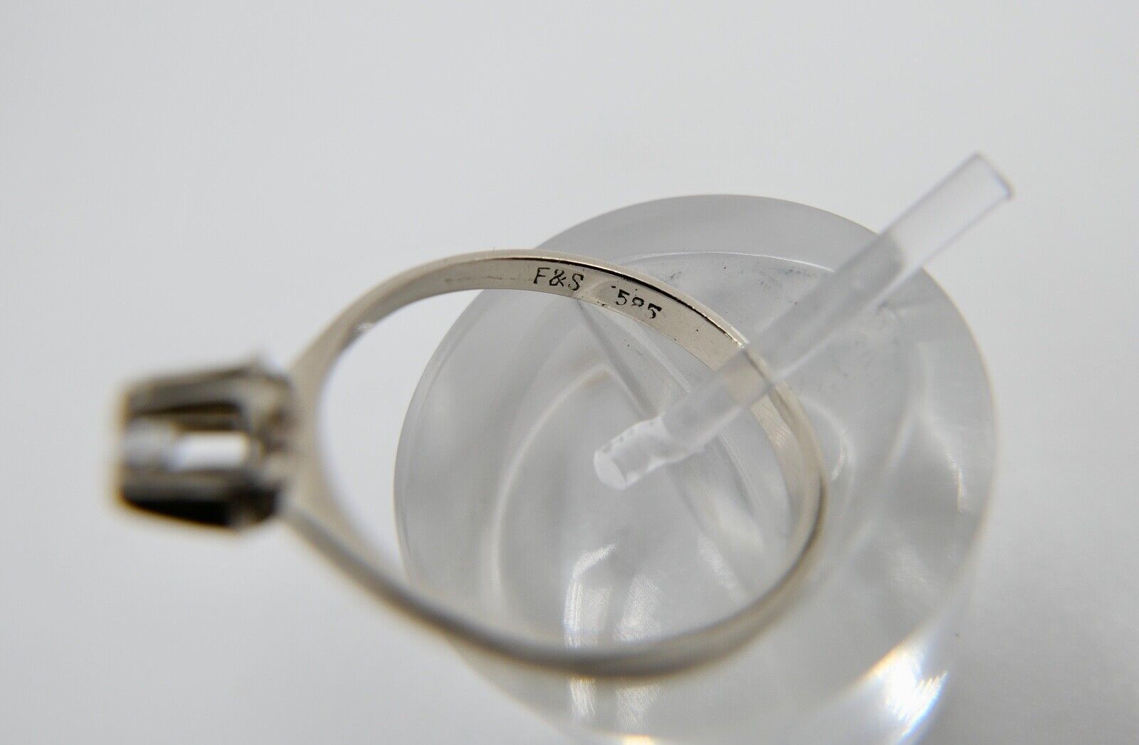 90er Jahre Eleganter Solitär 585 14K Gold Brillant Ring Gr.54 F&S - Antikhandel-Stuttgart