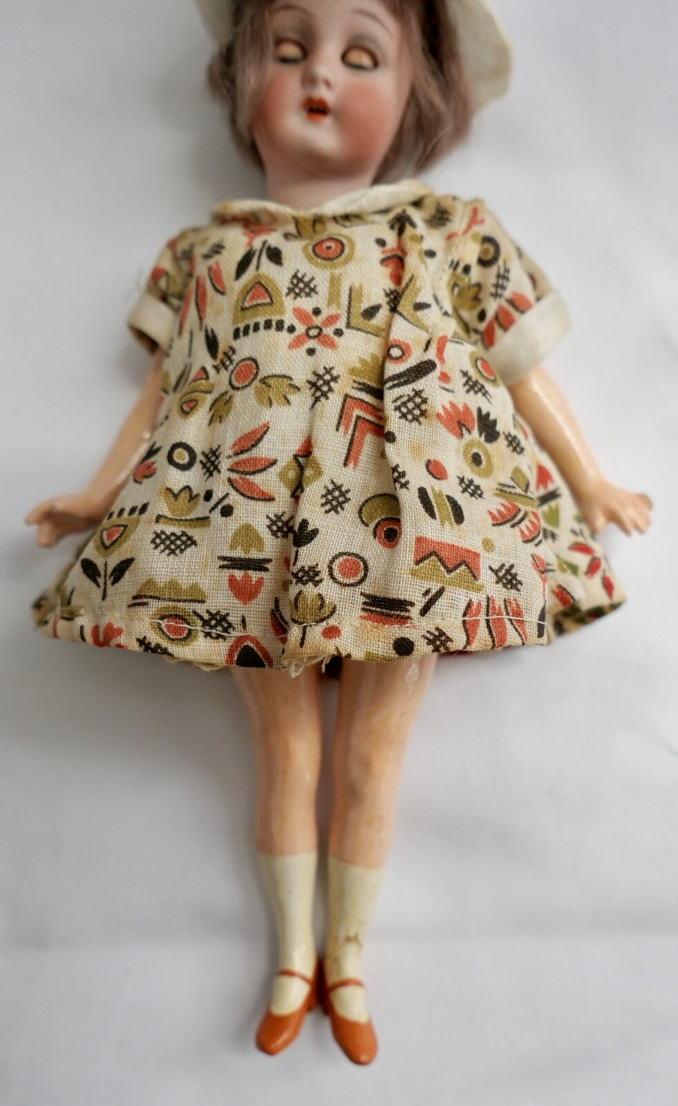 kleine antike Biskuit Porzellan Puppe 19 cm mit Schlafaugen 4/0 - Antikhandel-Stuttgart