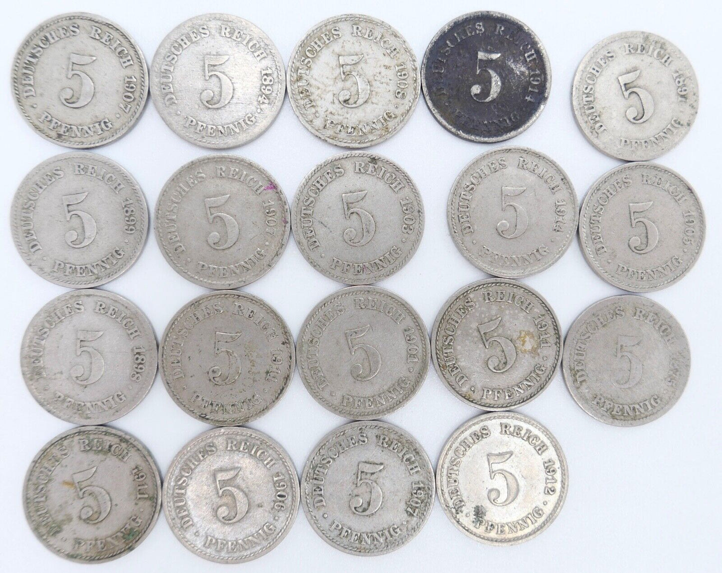 19x 5 Pfennig Kaiserreich 1894-1912 Jäger J. 12 s - vz schön - vorzüglich - Antikhandel-Stuttgart