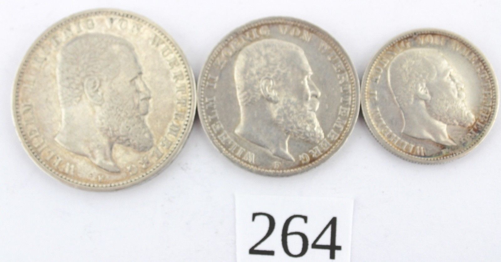 2 3 5 Mark 1902 1904 1912 F Silbermünze " Wilhelm Württemberg " Jäger 174-176 - Antikhandel-Stuttgart