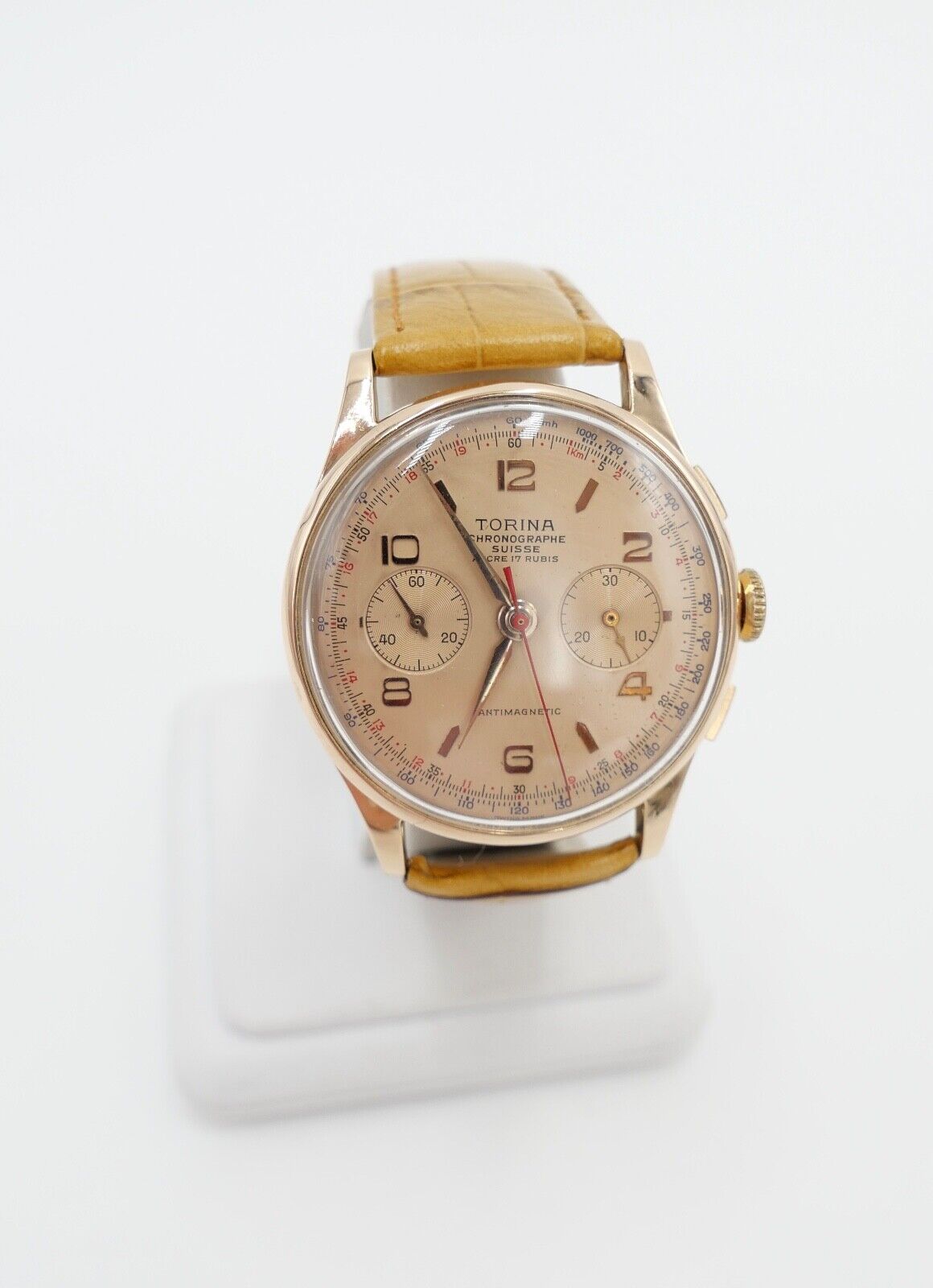 Torina Chronograph 1950er 750 18K Gold Landeron L.248 Herren Armbanduhr Ø 37,5mm - Antikhandel-Stuttgart