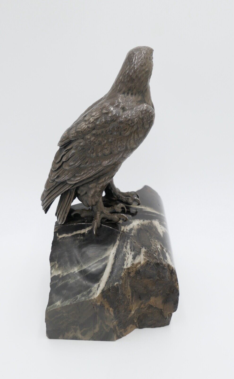 ADLER Bronze Figur bronziert Skulptur Marmor Plinthe signiert 22,7 x 14 cm - Antikhandel-Stuttgart