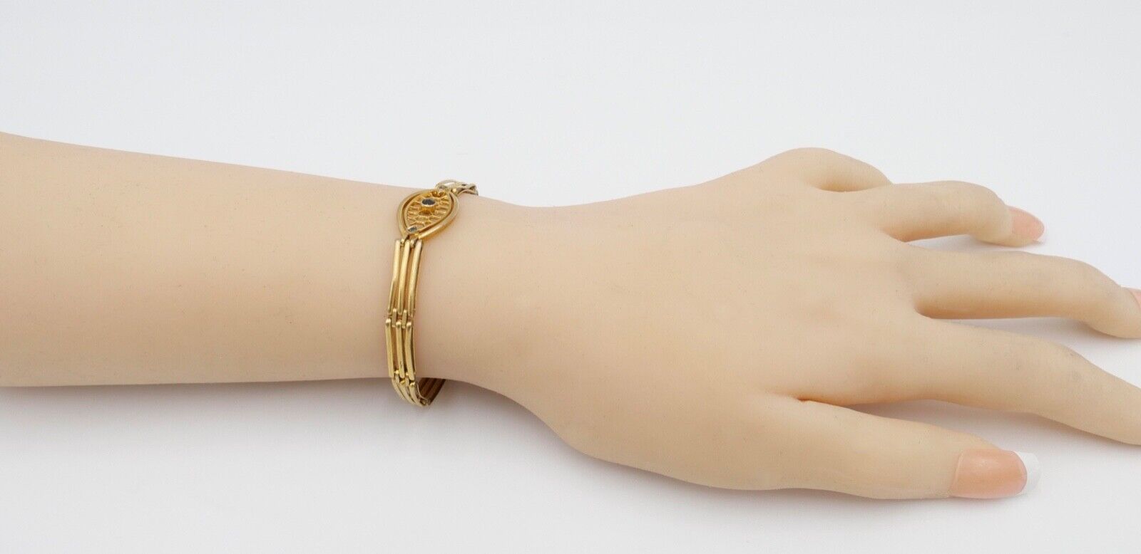 um 1900 Armband Tip Top Union AD Andreas Daub Glasstein 8,5 gr hart vergoldet - Antikhandel-Stuttgart