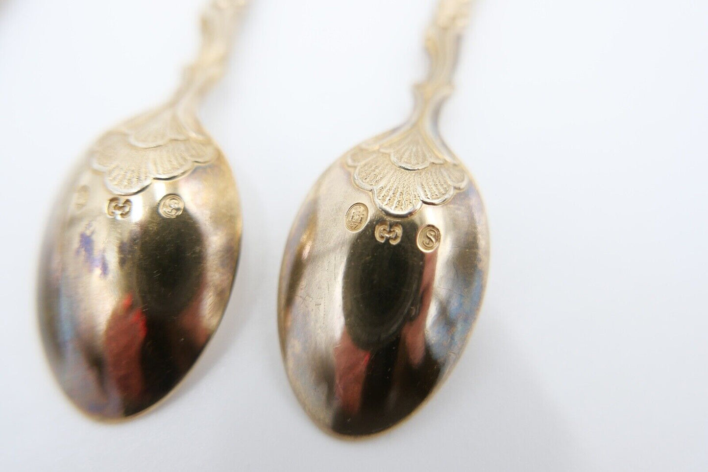 1947 Dänemark Johannes Siggaard 830 Silber vergoldet Mokka Löffel 4 Stück - Antikhandel-Stuttgart