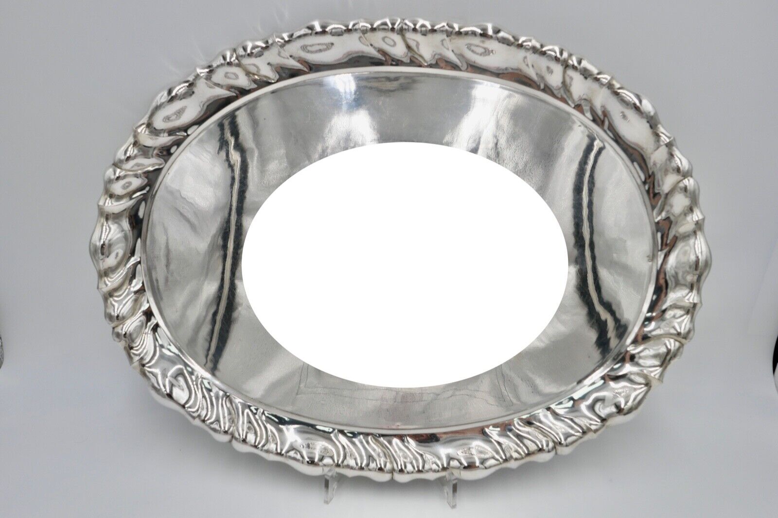 Antik Silbertablett Servierplatte Österreich Ungarn ÖMM 50x37cm 800er Budapest - Antikhandel-Stuttgart