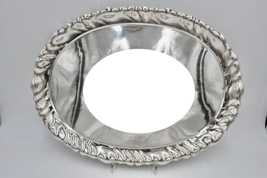 Antik Silbertablett Servierplatte Österreich Ungarn ÖMM 50x37cm 800er Budapest - Antikhandel-Stuttgart