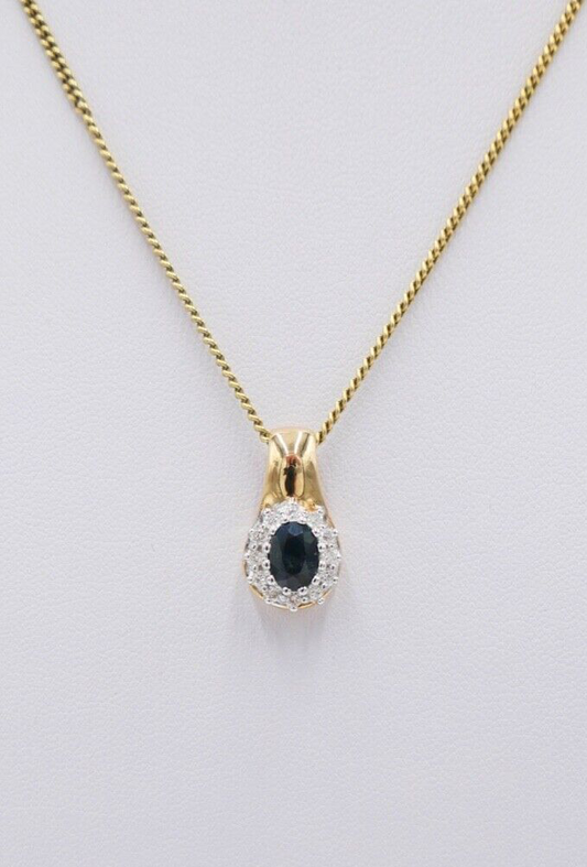 Bicolor Gold 585 14K Anhänger Brillanten & Saphir ( aus einen Set ) - Antikhandel-Stuttgart