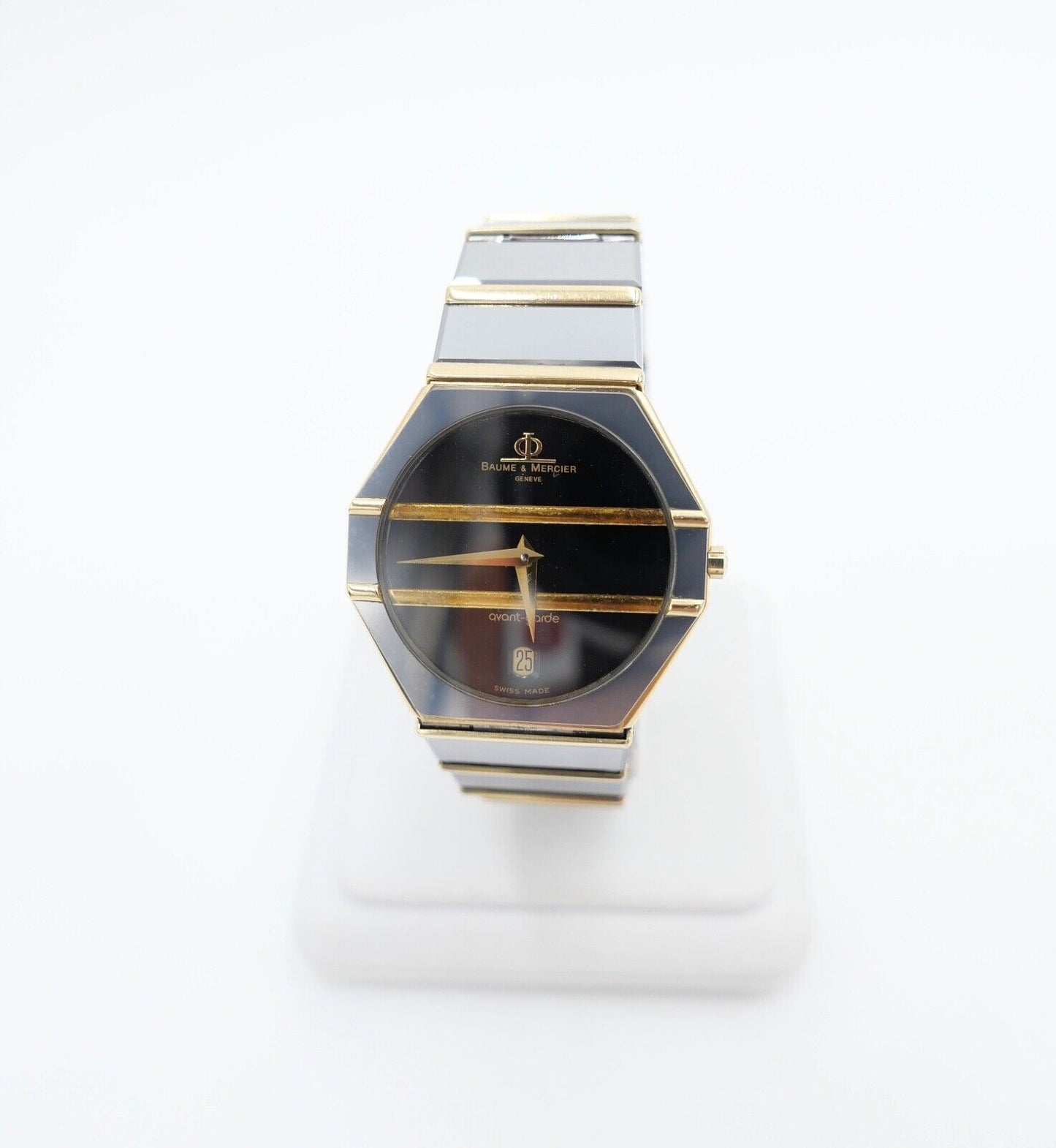 Baume & Mercier 32mm Avant-Garde 5138038 1830 Gold / Wolfram Herren Uhr 18K 80er - Antikhandel-Stuttgart