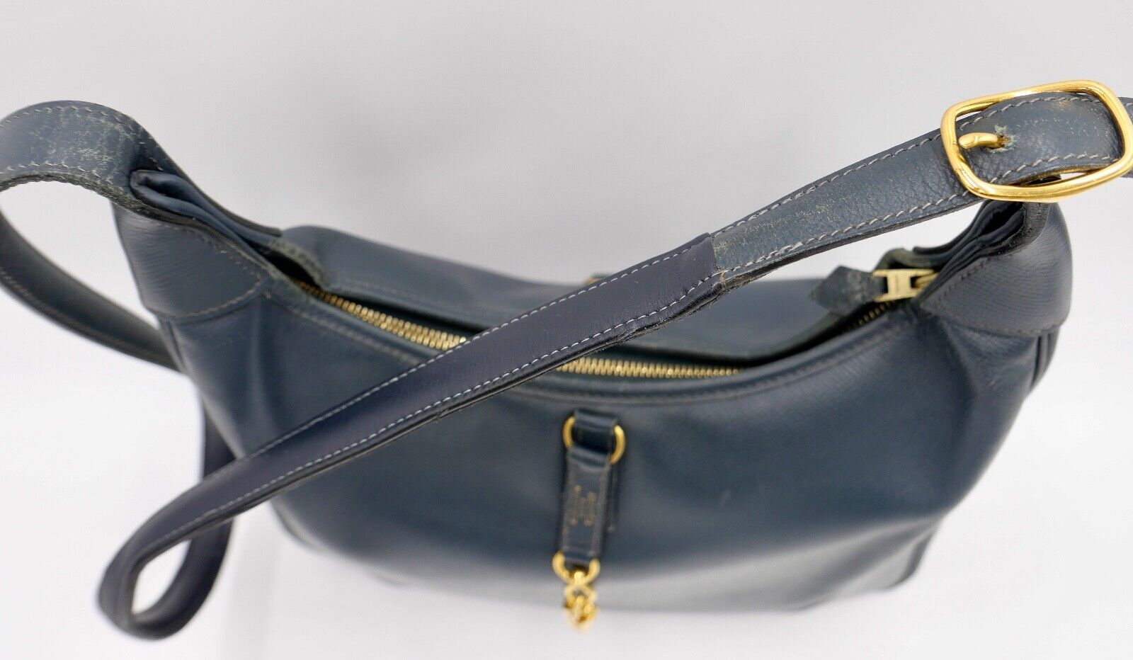 Original HERMÈS HERMES Paris Vintage Marine Blau Leder Damen Handtasche 30x30cm - Antikhandel-Stuttgart