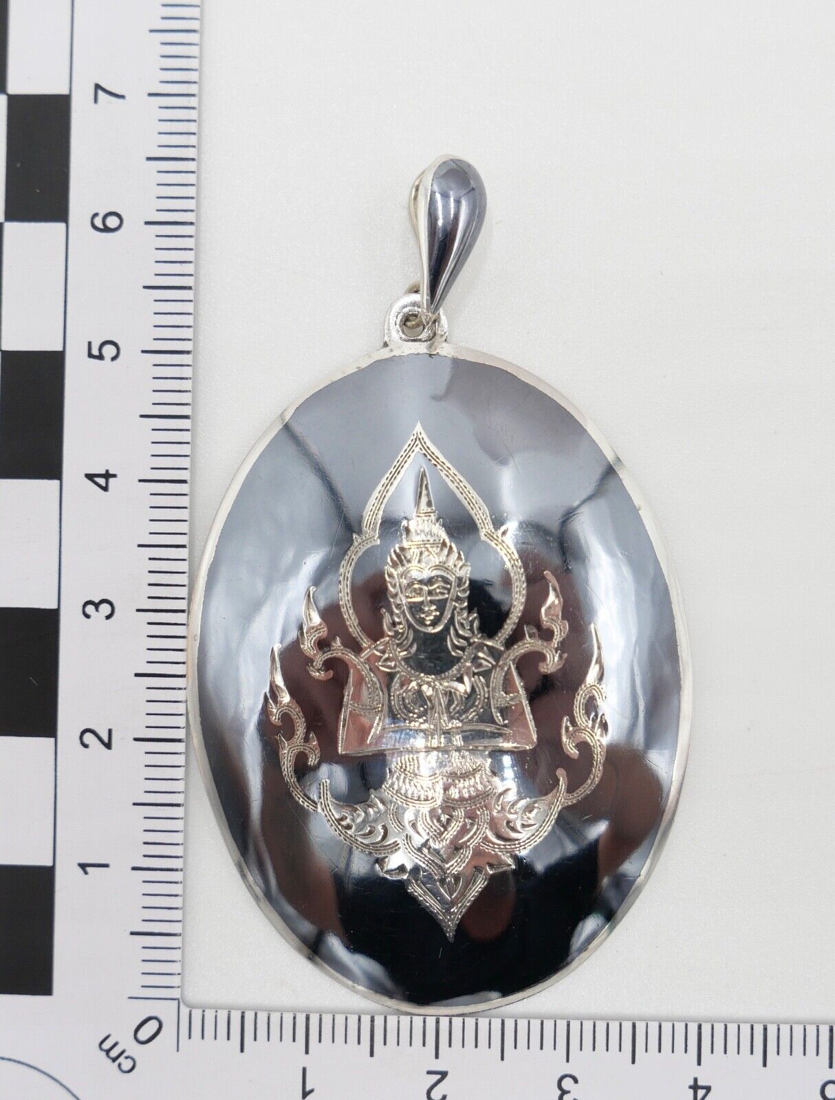 Siam Sterling 925 Silber Anhänger mit Emaille Motiv: Göttin - Antikhandel-Stuttgart