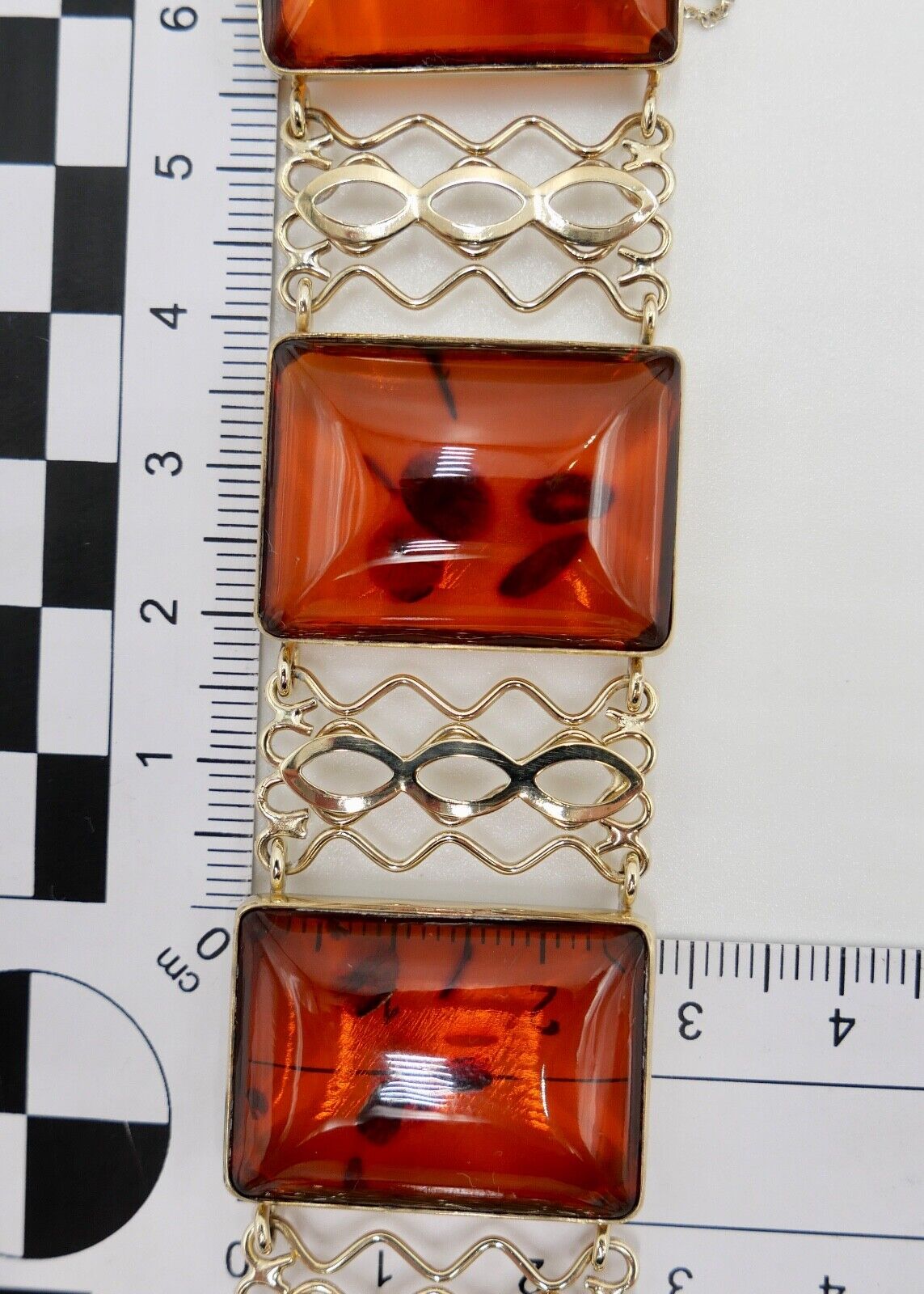 FISCHLAND Damen Bernstein Armband Gelbgold 333 8K amber 19,3 cm - Antikhandel-Stuttgart