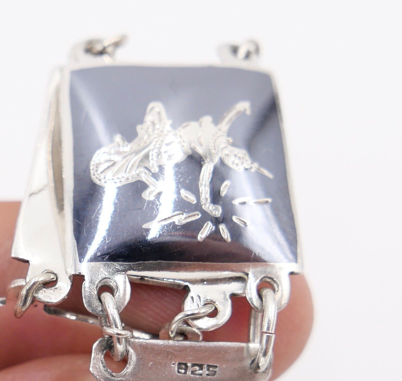 Siam Sterling Silber Glieder Armband Emaille Motiv Göttin 19cm - Antikhandel-Stuttgart