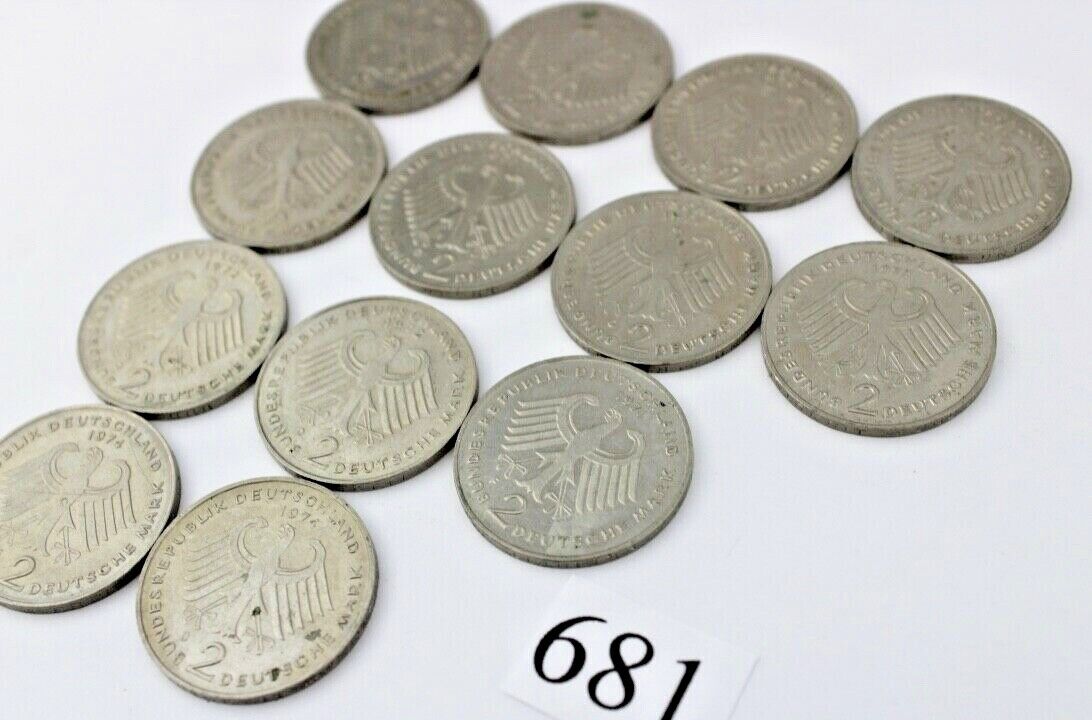 13x 2 DM Mark Theodor Heuss 1970 - 1974 Jäger J. 407 - Antikhandel-Stuttgart