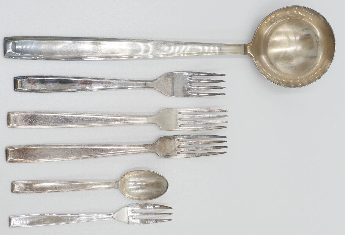 6 Tlg Philipp Häusler um 1930 Besteck " Europa " Modeln. 2800 90er Silber - Antikhandel-Stuttgart