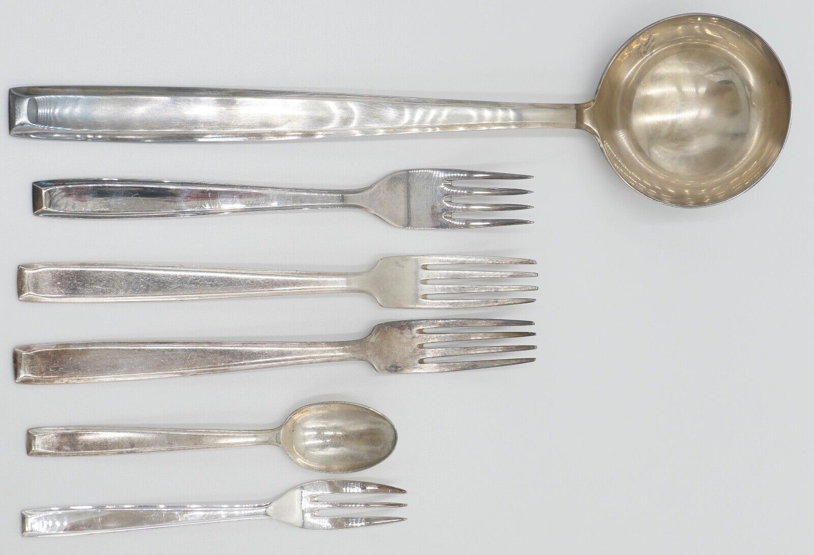 6 Tlg Philipp Häusler um 1930 Besteck " Europa " Modeln. 2800 90er Silber - Antikhandel-Stuttgart