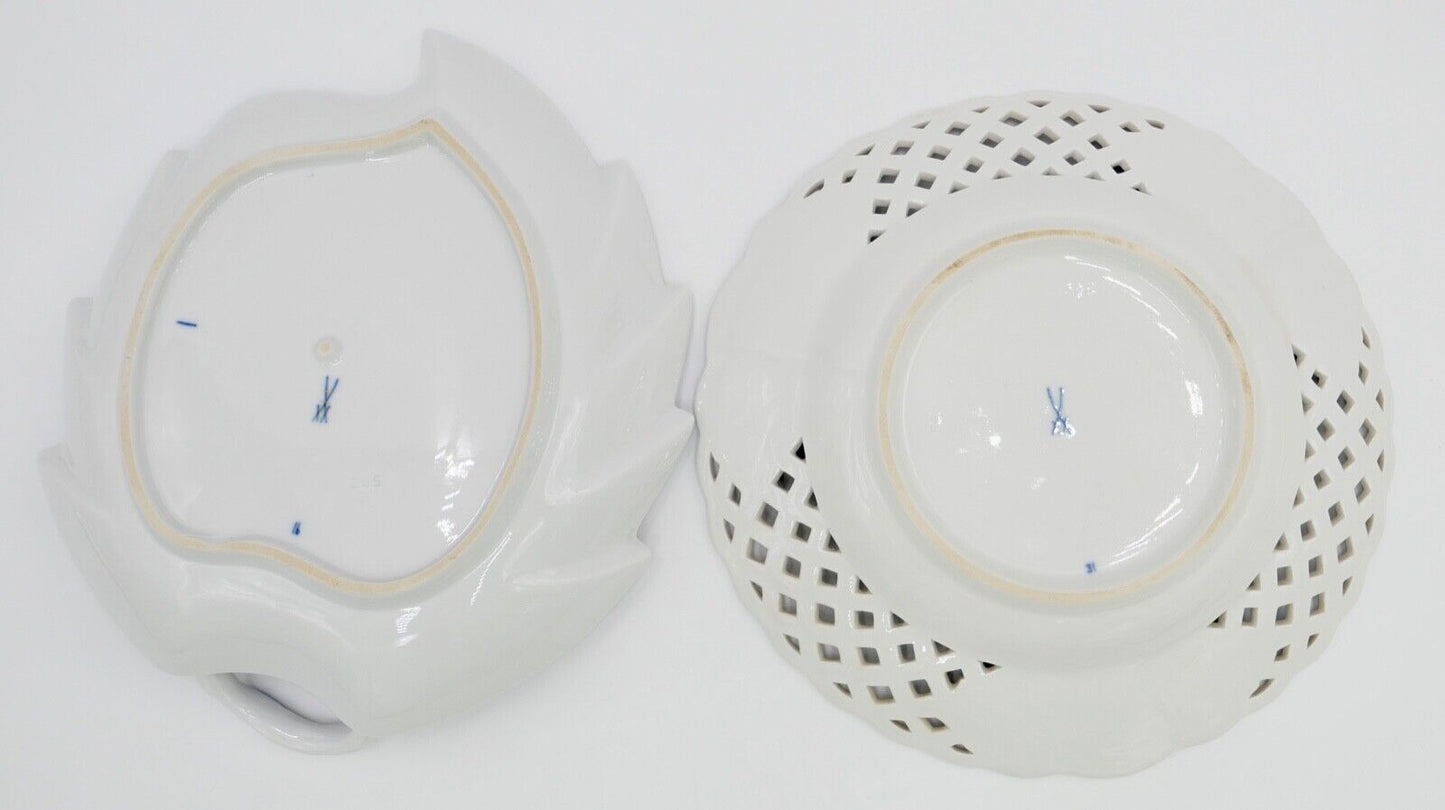 Meissen Zwiebelmuster Teller Duchbruch Schale Blatt Blattschale - Antikhandel-Stuttgart