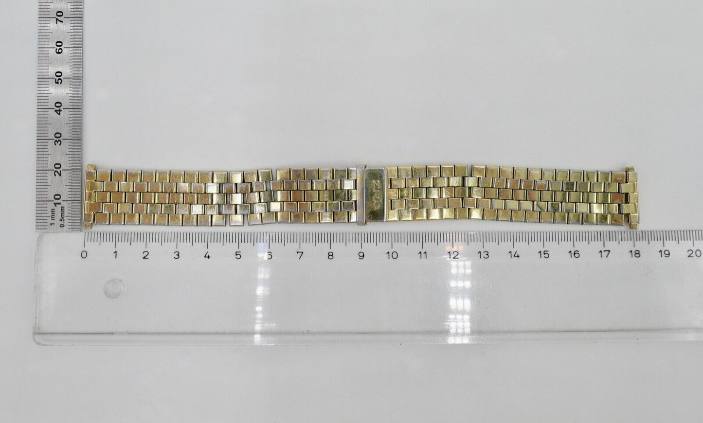 Altes ZRC Edelstahlband 17mm Uhrenband Vintage vergoldet Stretchband - Antikhandel-Stuttgart