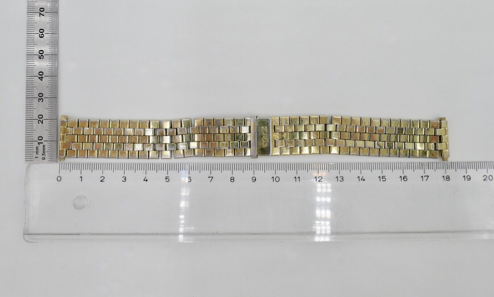 Altes ZRC Edelstahlband 17mm Uhrenband Vintage vergoldet Stretchband - Antikhandel-Stuttgart