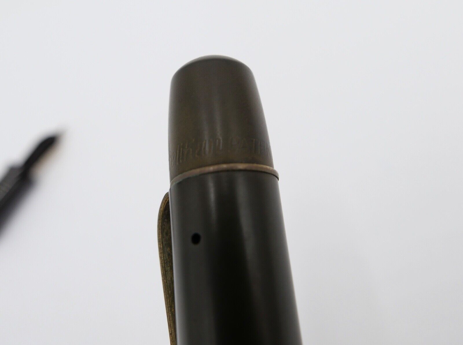 30er PELIKAN 100 Kolbenfüller Füller 585 14Ct Gold Feder grün schwarz gestreift - Antikhandel-Stuttgart