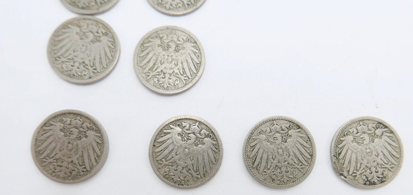 33x 5 Pfennig 1890 - 1905 A D E F G J großer Adler Jäger J.12 ss - stg - Antikhandel-Stuttgart