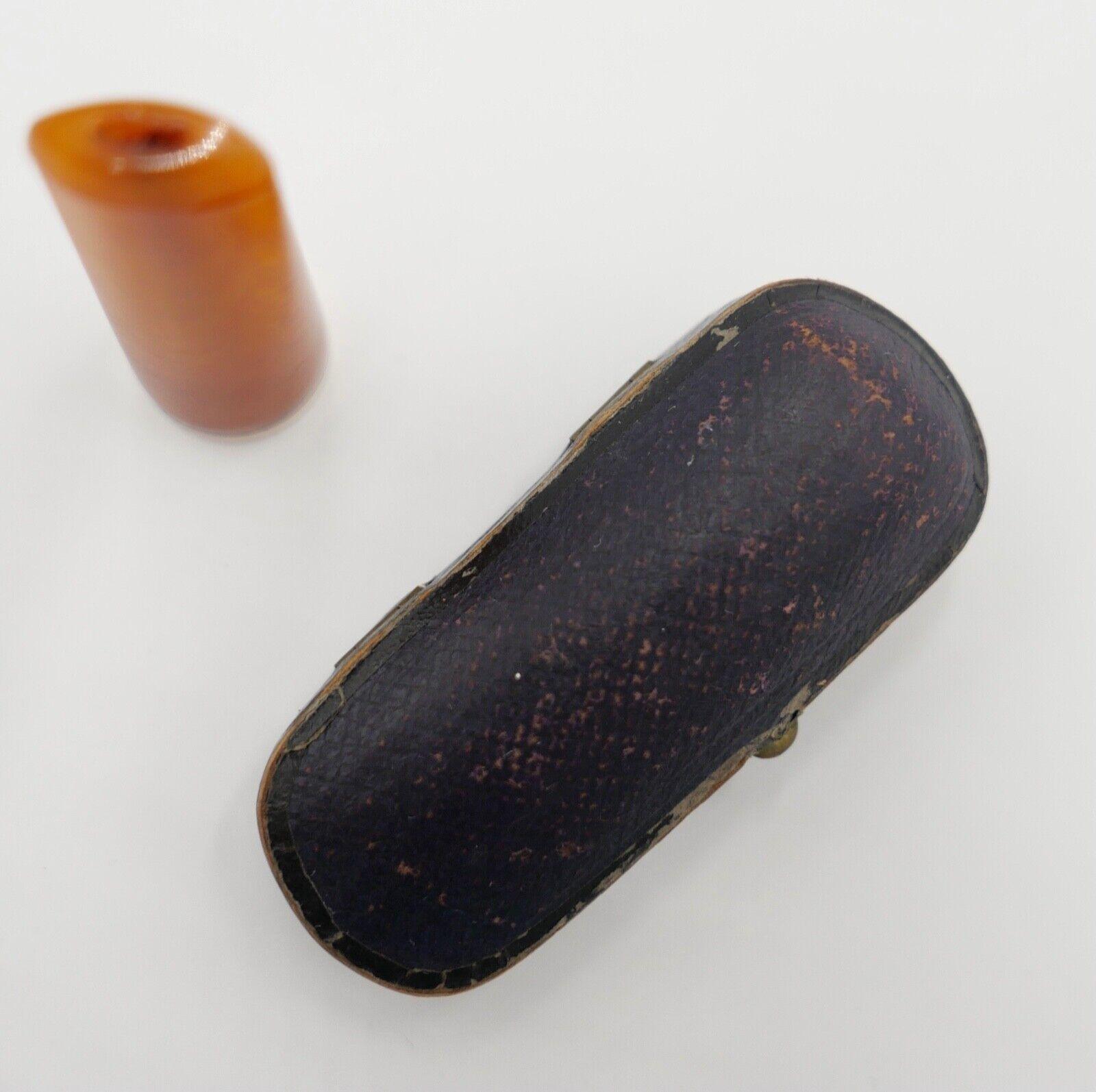 Bernstein ZIGARRENSPITZE in Box holder Amber 800 Silber ZIGARILLOSPITZE - Antikhandel-Stuttgart