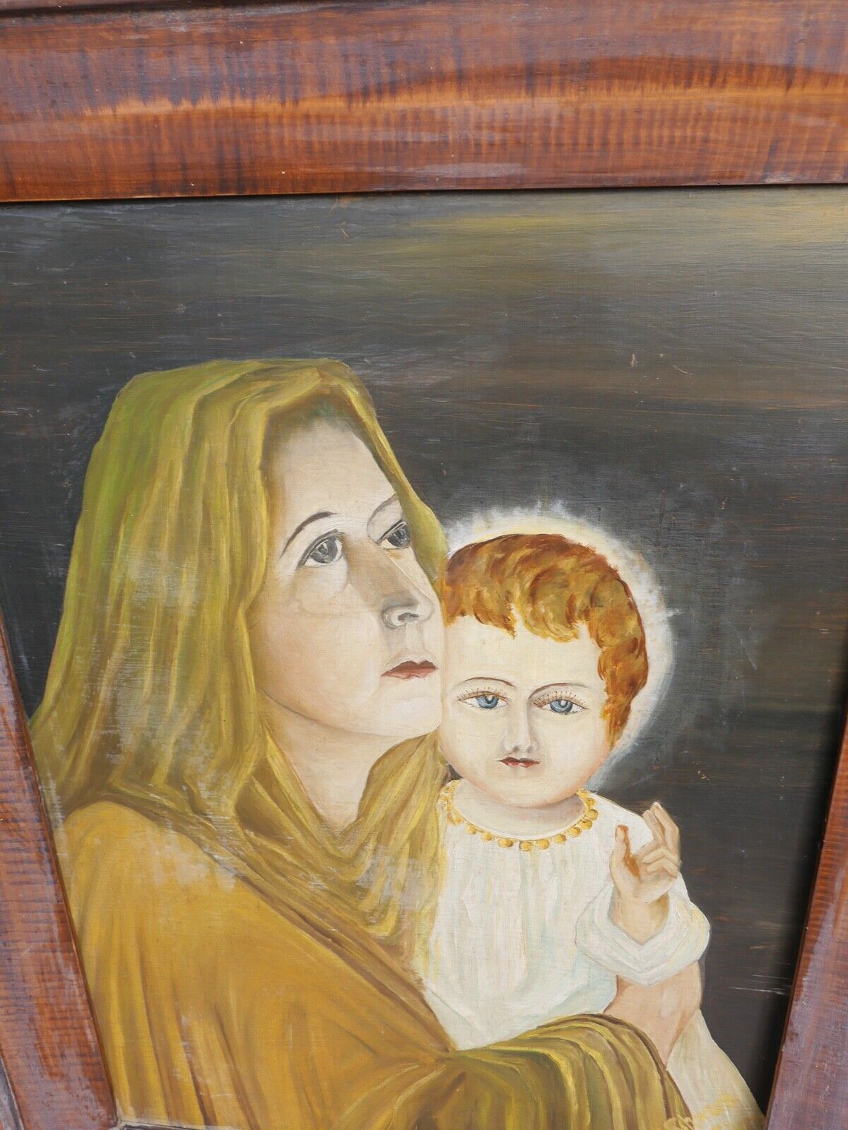 Antikes Religiöses Gemälde signiert " K. Schwarbi Eiken " auf Holz 19.Jh Schweiz - Antikhandel-Stuttgart