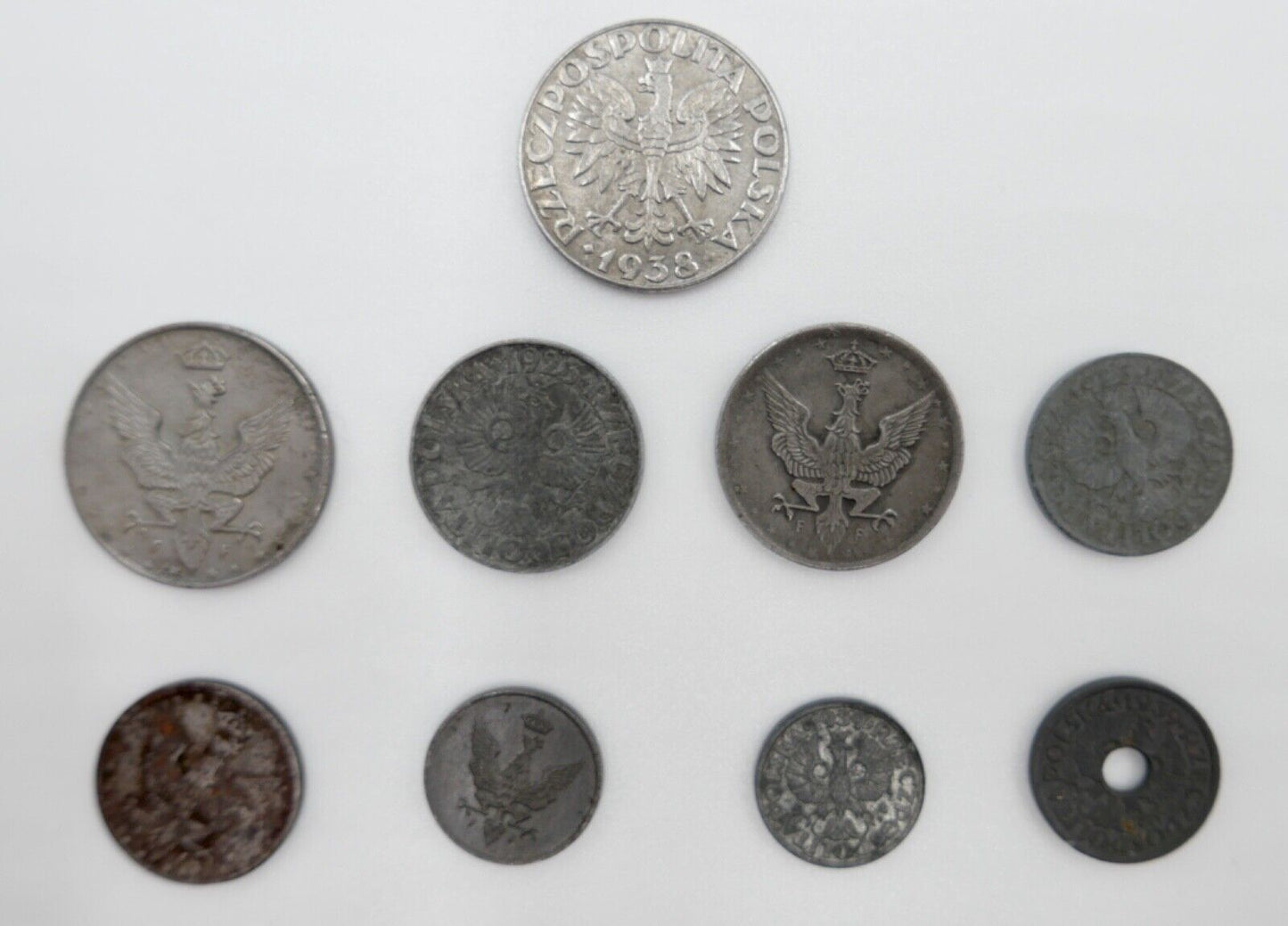 Posten Lot POLEN 1917-1939 Fenigow & Grozny Münzen 9 Stück Polskie - Antikhandel-Stuttgart