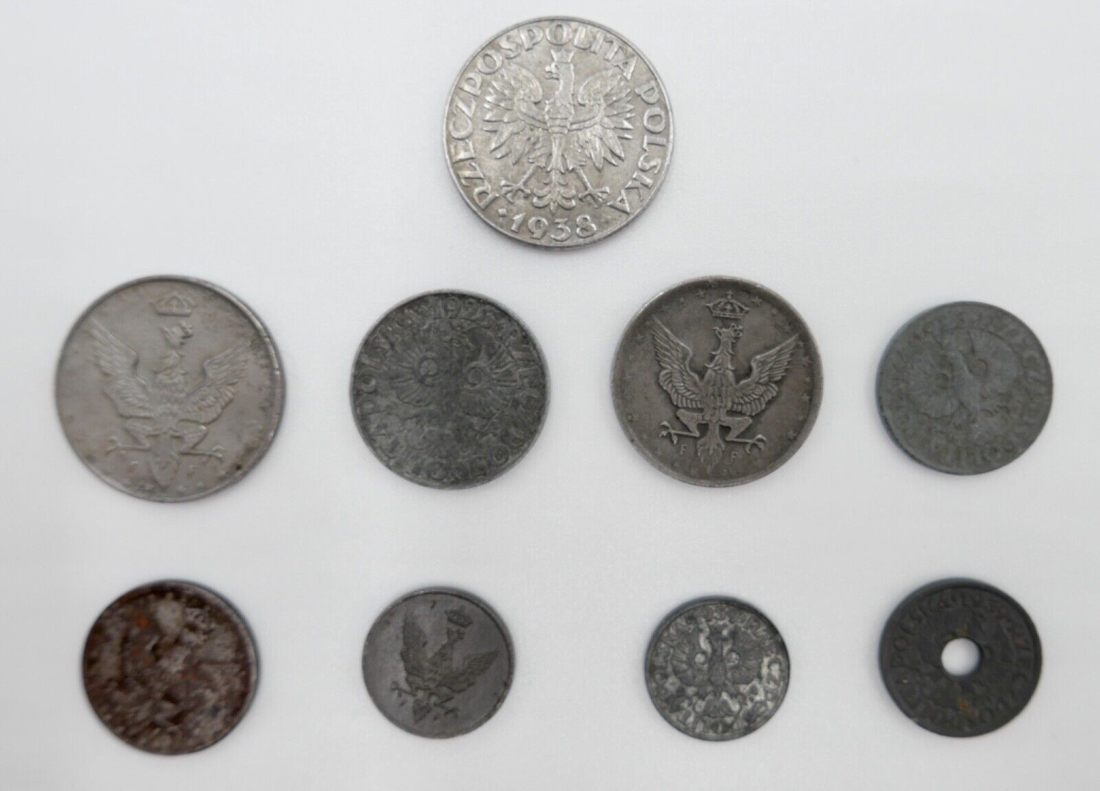 Posten Lot POLEN 1917-1939 Fenigow & Grozny Münzen 9 Stück Polskie - Antikhandel-Stuttgart
