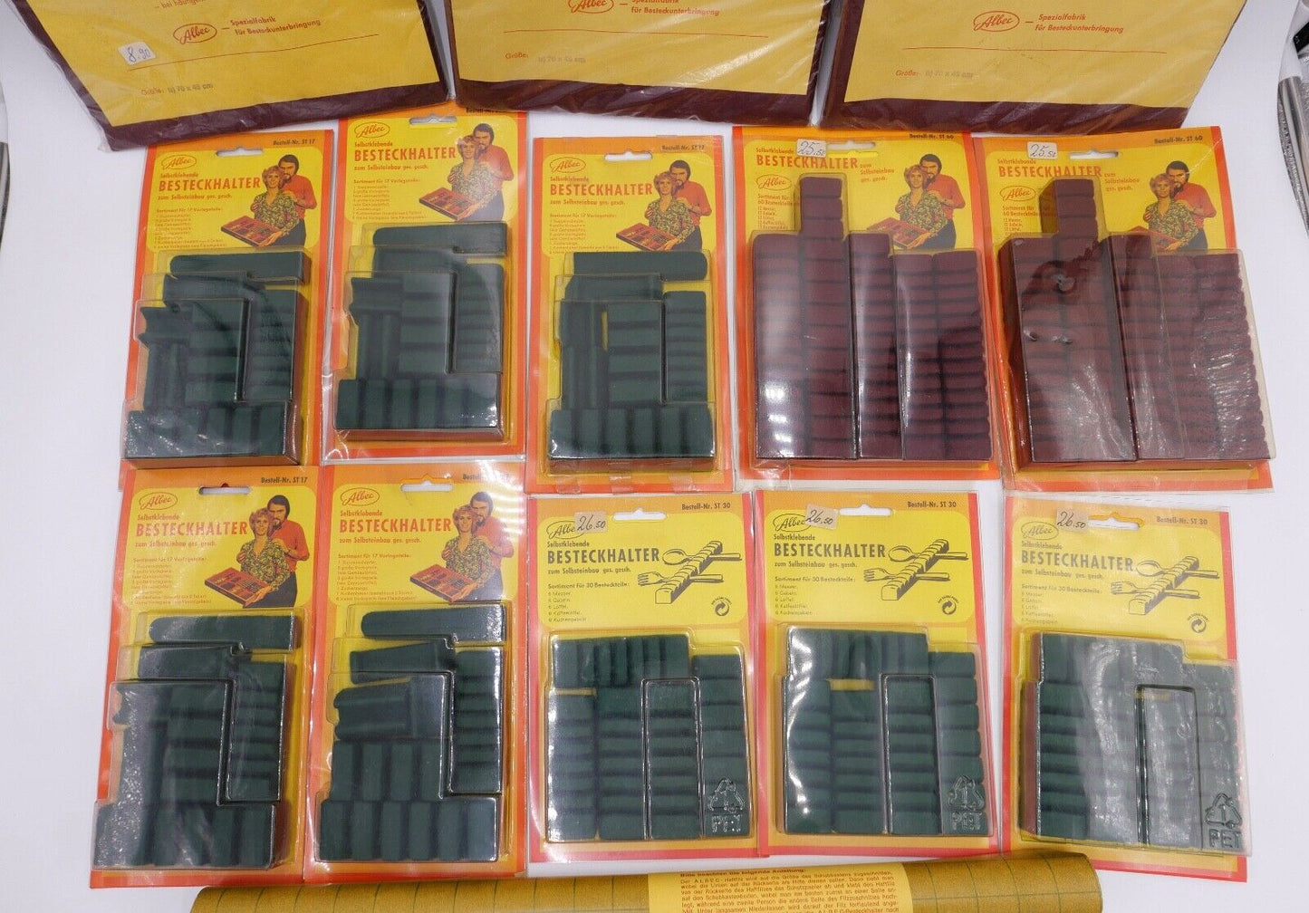 Posten Konvolut Besteckhalter und Filz NEU in OVP Ladenauflösung ALBEC 1980er - Antikhandel-Stuttgart