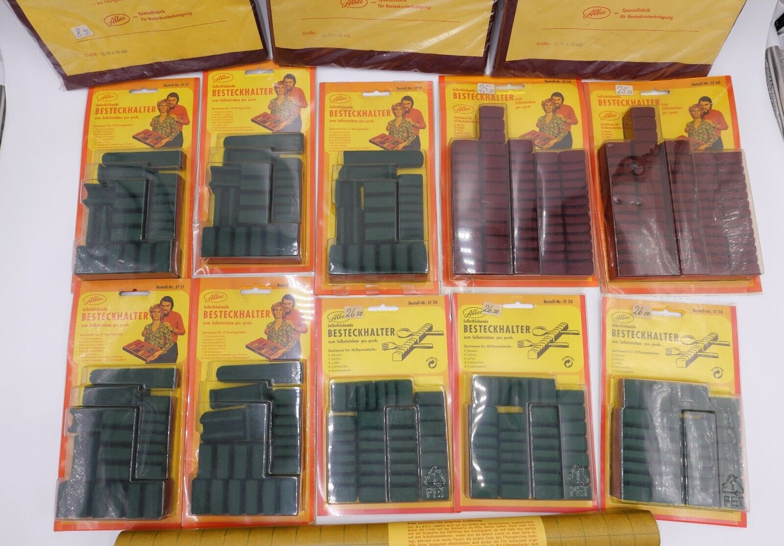 Posten Konvolut Besteckhalter und Filz NEU in OVP Ladenauflösung ALBEC 1980er - Antikhandel-Stuttgart
