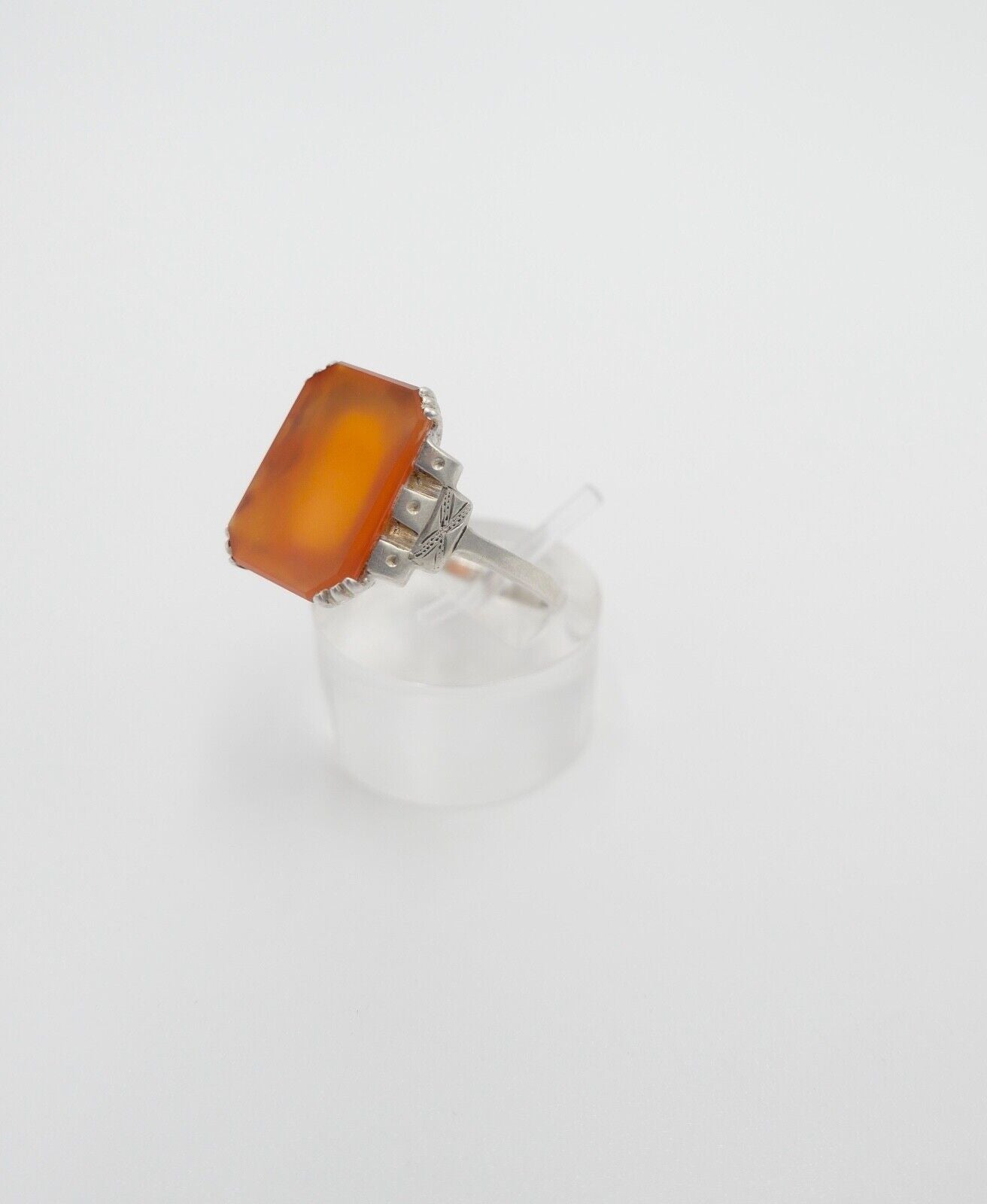 Art Deco Damenring 835 Silber Gr. 63 mit Karneol - Antikhandel-Stuttgart