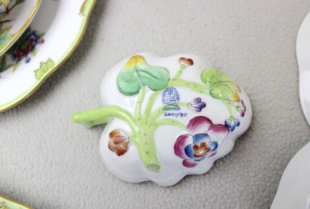 39 Tlg Herend Queen Victoria " Kaffees & Tee Service " Green Border Grün 1.Wahl - Antikhandel-Stuttgart