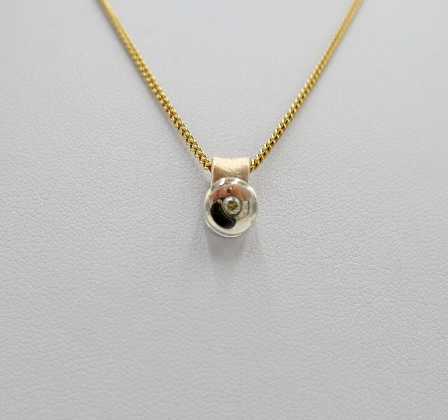 SOLITÄR Bicolor Anhänger Fancy Yellow gelb Brillant 585 14K Gelb Weiß Gold 0,05 - Antikhandel-Stuttgart