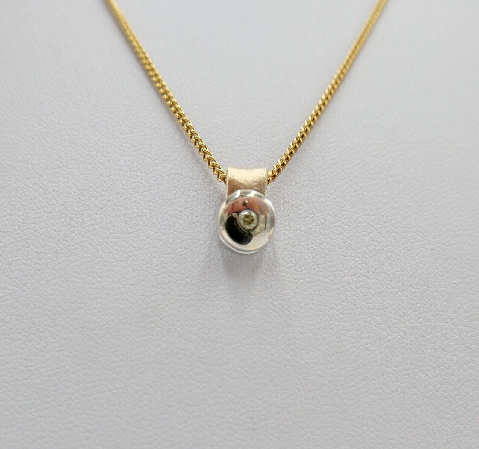 SOLITÄR Bicolor Anhänger Fancy Yellow gelb Brillant 585 14K Gelb Weiß Gold 0,05 - Antikhandel-Stuttgart