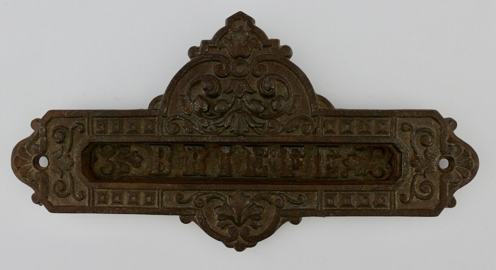 Antikes Barock Gusseisen Briefschlitz Briefklappe floral " Briefe " 24,5 cm - Antikhandel-Stuttgart