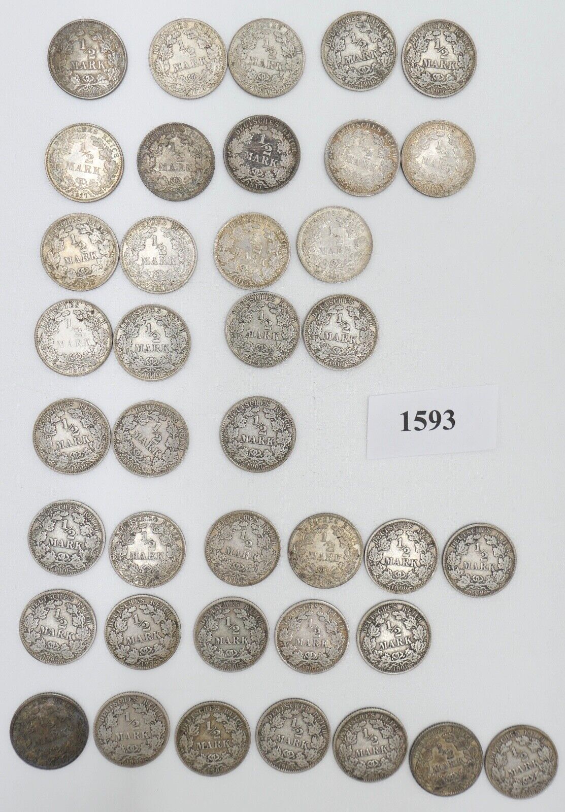 39x 1/2 Mark Jäger 16 / J.16 Silber 1905-1919 ss-stg sehr schön - Stempelglanz - Antikhandel-Stuttgart